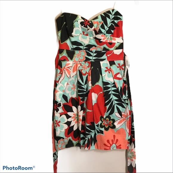 Teeze Me Tropical Print Strapless Dress - Picture 2 of 6